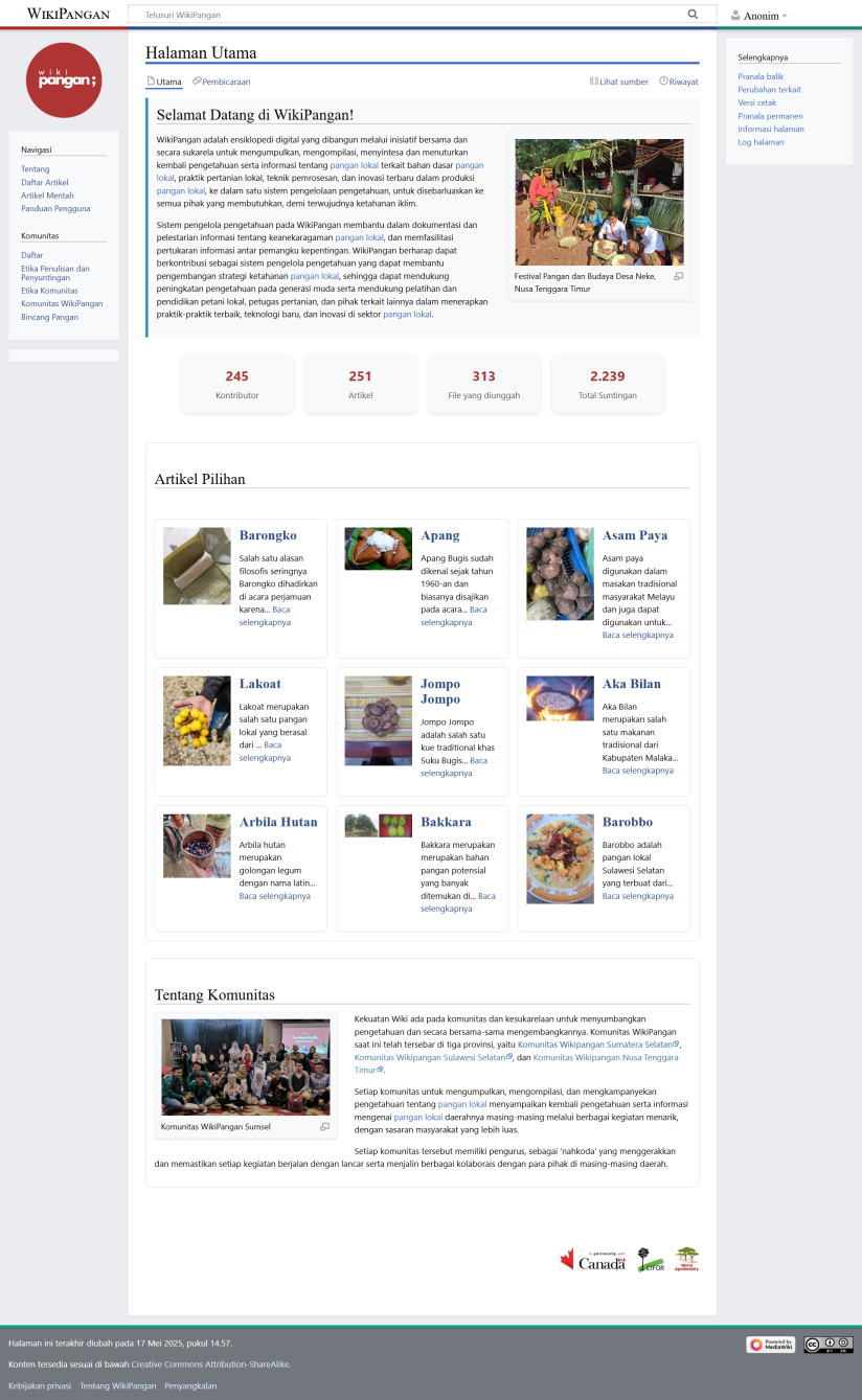 Halaman utama website wikipangan.id